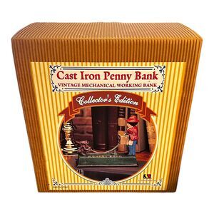 Cast Iron Vintage Reproduction Mechanical Penny  MONKEY Bank By Monogram